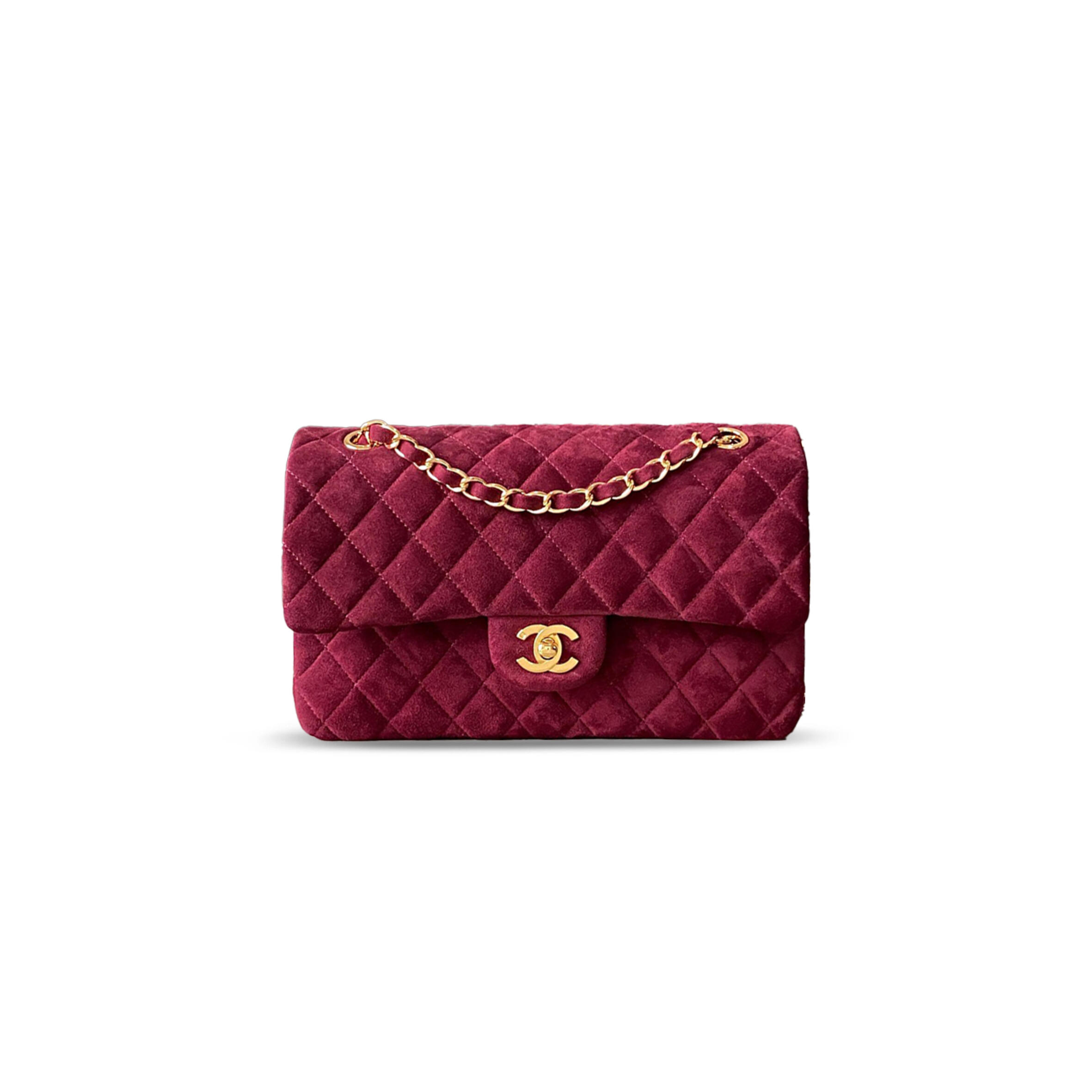 CHANEL SUEDE MEDIUM DOUBLE FLAP SHOULDER BAG 306482 (25*16*8cm)
